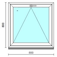 Bukó ablak.   80x 80 cm (Rendelhető méretek: szélesség 75- 84 cm, magasság 75- 84 cm.) Deluxe A85 profilból