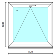 Bukó ablak.   80x 80 cm (Rendelhető méretek: szélesség 75- 84 cm, magasság 75- 84 cm.)  New Balance 85 profilból