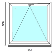 Bukó ablak.   90x 90 cm (Rendelhető méretek: szélesség 85- 94 cm, magasság 85- 90 cm.)   Green 76 profilból