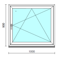 Bukó-nyíló ablak.  100x 90 cm (Rendelhető méretek: szélesség 95-104 cm, magasság 85- 94 cm.)  New Balance 85 profilból