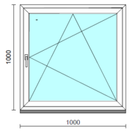 Bukó-nyíló ablak.  100x100 cm (Rendelhető méretek: szélesség 95-104 cm, magasság 95-104 cm.)   Optima 76 profilból