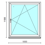 Bukó-nyíló ablak.  100x110 cm (Rendelhető méretek: szélesség 95-104 cm, magasság 105-114 cm.) Deluxe A85 profilból