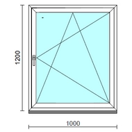Bukó-nyíló ablak.  100x120 cm (Rendelhető méretek: szélesség 95-104 cm, magasság 115-124 cm.)   Green 76 profilból