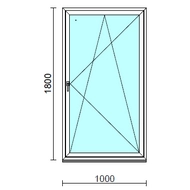 Bukó-nyíló ablak.  100x180 cm (Rendelhető méretek: szélesség 95-104 cm, magasság 175-180 cm.)   Green 76 profilból