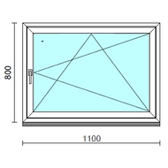 Bukó-nyíló ablak.  110x 80 cm (Rendelhető méretek: szélesség 105-110 cm, magasság 80- 84 cm.)   Green 76 profilból