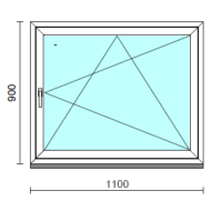 Bukó-nyíló ablak.  110x 90 cm (Rendelhető méretek: szélesség 105-114 cm, magasság 85- 94 cm.)   Optima 76 profilból