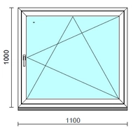 Bukó-nyíló ablak.  110x100 cm (Rendelhető méretek: szélesség 105-114 cm, magasság 95-104 cm.) Deluxe A85 profilból