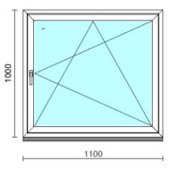 Bukó-nyíló ablak.  110x100 cm (Rendelhető méretek: szélesség 105-114 cm, magasság 95-104 cm.)  New Balance 85 profilból