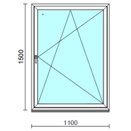 Bukó-nyíló ablak.  110x150 cm (Rendelhető méretek: szélesség 105-114 cm, magasság 145-154 cm.)  New Balance 85 profilból
