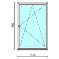 Bukó-nyíló ablak.  110x170 cm (Rendelhető méretek: szélesség 105-114 cm, magasság 165-174 cm.)   Green 76 profilból