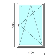 Bukó-nyíló ablak.  110x180 cm (Rendelhető méretek: szélesség 105-114 cm, magasság 175-180 cm.)   Green 76 profilból