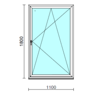 Bukó-nyíló ablak.  110x180 cm (Rendelhető méretek: szélesség 105-114 cm, magasság 175-180 cm.) Deluxe A85 profilból