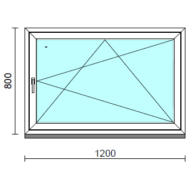 Bukó-nyíló ablak.  120x 80 cm (Rendelhető méretek: szélesség 115-120 cm, magasság - 84 cm.)   Optima 76 profilból