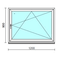 Bukó-nyíló ablak.  120x 90 cm (Rendelhető méretek: szélesség 115-124 cm, magasság 85- 94 cm.) Deluxe A85 profilból