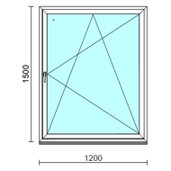 Bukó-nyíló ablak.  120x150 cm (Rendelhető méretek: szélesség 115-124 cm, magasság 145-154 cm.)   Green 76 profilból