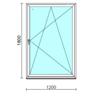 Bukó-nyíló ablak.  120x180 cm (Rendelhető méretek: szélesség 115-120 cm, magasság 175-180 cm.) Deluxe A85 profilból