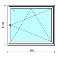 Bukó-nyíló ablak.  130x110 cm (Rendelhető méretek: szélesség 125-134 cm, magasság 105-114 cm.)   Green 76 profilból