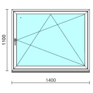 Bukó-nyíló ablak.  140x110 cm (Rendelhető méretek: szélesség 135-144 cm, magasság 105-114 cm.) Deluxe A85 profilból