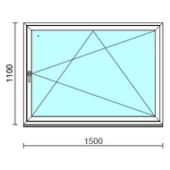Bukó-nyíló ablak.  150x110 cm (Rendelhető méretek: szélesség 145-150 cm, magasság -114 cm.) Deluxe A85 profilból