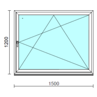 Bukó-nyíló ablak.  150x120 cm (Rendelhető méretek: szélesség 145-150 cm, magasság 115-124 cm.) Deluxe A85 profilból