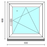 Bukó-nyíló ablak.   60x 60 cm (Rendelhető méretek: szélesség 55- 64 cm, magasság 55- 64 cm.)  New Balance 85 profilból
