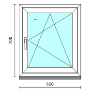 Bukó-nyíló ablak.   60x 70 cm (Rendelhető méretek: szélesség 55- 64 cm, magasság 65- 74 cm.) Deluxe A85 profilból