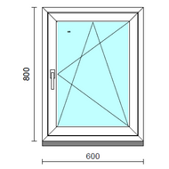 Bukó-nyíló ablak.   60x 80 cm (Rendelhető méretek: szélesség 55- 64 cm, magasság 75- 84 cm.) Deluxe A85 profilból