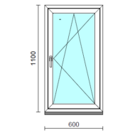 Bukó-nyíló ablak.   60x110 cm (Rendelhető méretek: szélesség 55- 64 cm, magasság 105-114 cm.)   Green 76 profilból