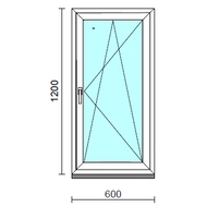 Bukó-nyíló ablak.   60x120 cm (Rendelhető méretek: szélesség 55- 64 cm, magasság 115-124 cm.)   Green 76 profilból