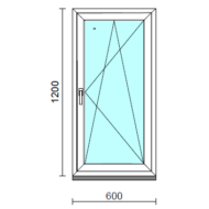 Bukó-nyíló ablak.   60x120 cm (Rendelhető méretek: szélesség 55- 64 cm, magasság 115-124 cm.)  New Balance 85 profilból