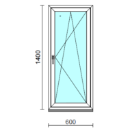 Bukó-nyíló ablak.   60x140 cm (Rendelhető méretek: szélesség 55- 64 cm, magasság 135-144 cm.) Deluxe A85 profilból