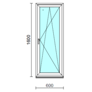 Bukó-nyíló ablak.   60x160 cm (Rendelhető méretek: szélesség 55- 64 cm, magasság 155-164 cm.)   Optima 76 profilból