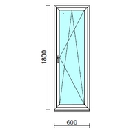 Bukó-nyíló ablak.   60x180 cm (Rendelhető méretek: szélesség 55- 64 cm, magasság 175-180 cm.)  New Balance 85 profilból