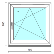 Bukó-nyíló ablak.   70x 70 cm (Rendelhető méretek: szélesség 65- 74 cm, magasság 65- 74 cm.)  New Balance 85 profilból