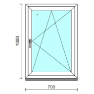 Bukó-nyíló ablak.   70x100 cm (Rendelhető méretek: szélesség 65- 74 cm, magasság 95-104 cm.)   Green 76 profilból