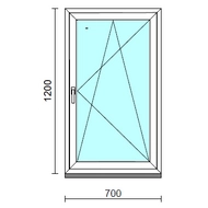 Bukó-nyíló ablak.   70x120 cm (Rendelhető méretek: szélesség 65- 74 cm, magasság 115-124 cm.)   Green 76 profilból