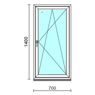 Bukó-nyíló ablak.   70x140 cm (Rendelhető méretek: szélesség 65- 74 cm, magasság 135-144 cm.)   Green 76 profilból