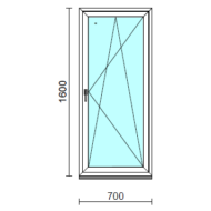 Bukó-nyíló ablak.   70x160 cm (Rendelhető méretek: szélesség 65- 74 cm, magasság 155-164 cm.)   Green 76 profilból
