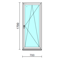 Bukó-nyíló ablak.   70x170 cm (Rendelhető méretek: szélesség 65- 74 cm, magasság 165-174 cm.)   Green 76 profilból