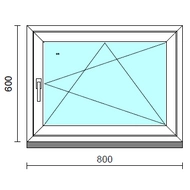 Bukó-nyíló ablak.   80x 60 cm (Rendelhető méretek: szélesség 75- 84 cm, magasság 55- 64 cm.) Deluxe A85 profilból