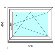 Bukó-nyíló ablak.   80x 60 cm (Rendelhető méretek: szélesség 75- 84 cm, magasság 55- 64 cm.) Deluxe A85 profilból