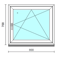 Bukó-nyíló ablak.   80x 70 cm (Rendelhető méretek: szélesség 75- 84 cm, magasság 65- 74 cm.)   Green 76 profilból