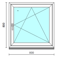 Bukó-nyíló ablak.   80x 80 cm (Rendelhető méretek: szélesség 75- 84 cm, magasság 75- 84 cm.) Deluxe A85 profilból