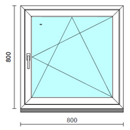 Bukó-nyíló ablak.   80x 80 cm (Rendelhető méretek: szélesség 75- 84 cm, magasság 75- 84 cm.)  New Balance 85 profilból