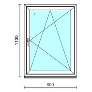 Bukó-nyíló ablak.   80x110 cm (Rendelhető méretek: szélesség 75- 84 cm, magasság 105-114 cm.)   Green 76 profilból