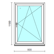 Bukó-nyíló ablak.   80x110 cm (Rendelhető méretek: szélesség 75- 84 cm, magasság 105-114 cm.)  New Balance 85 profilból
