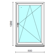 Bukó-nyíló ablak.   80x120 cm (Rendelhető méretek: szélesség 75- 84 cm, magasság 115-124 cm.)   Optima 76 profilból