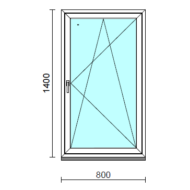 Bukó-nyíló ablak.   80x140 cm (Rendelhető méretek: szélesség 75- 84 cm, magasság 135-144 cm.)   Green 76 profilból