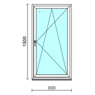 Bukó-nyíló ablak.   80x150 cm (Rendelhető méretek: szélesség 75- 84 cm, magasság 145-154 cm.)   Green 76 profilból