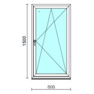 Bukó-nyíló ablak.   80x150 cm (Rendelhető méretek: szélesség 75- 84 cm, magasság 145-154 cm.)   Green 76 profilból